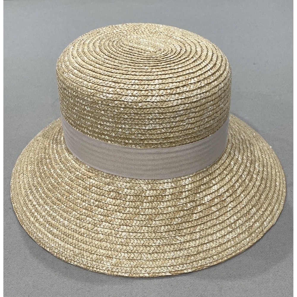Liz Claiborne Straw Sun Hat Purple Flower 90's Cottage Core Boho Grandma Core - Picture 3 of 8